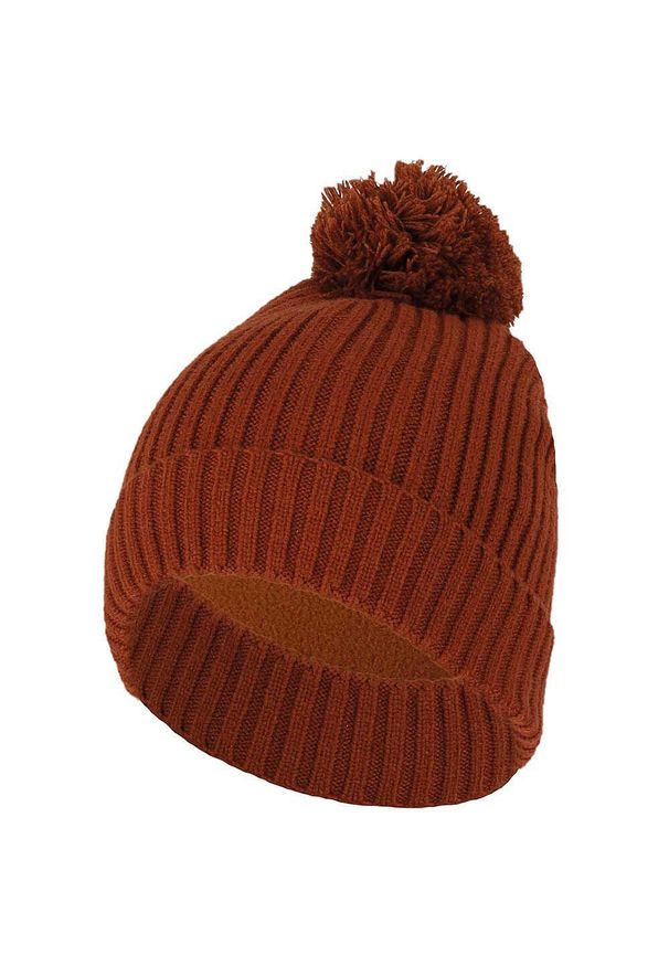 HEAT KEEPER - Czapka dla dzieci Baby Prążkowana + Pompon. Kolor: brązowy. Materiał: poliamid, wiskoza, poliester. Sezon: zima