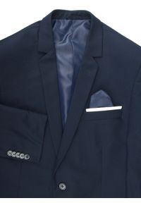 Męski, Taliowany Garnitur (Wesele, Studniówka) - Casino - Ciemny Granat. Materiał: poliester, wiskoza #9