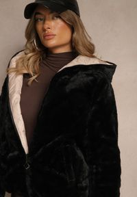 Renee - Złoto-Różowa Dwustronna Kurtka z Pikowanymi Przeszyciami i Kapturem Tianessa. Kolor: złoty. Materiał: poliester, dzianina. Styl: elegancki, sportowy #4