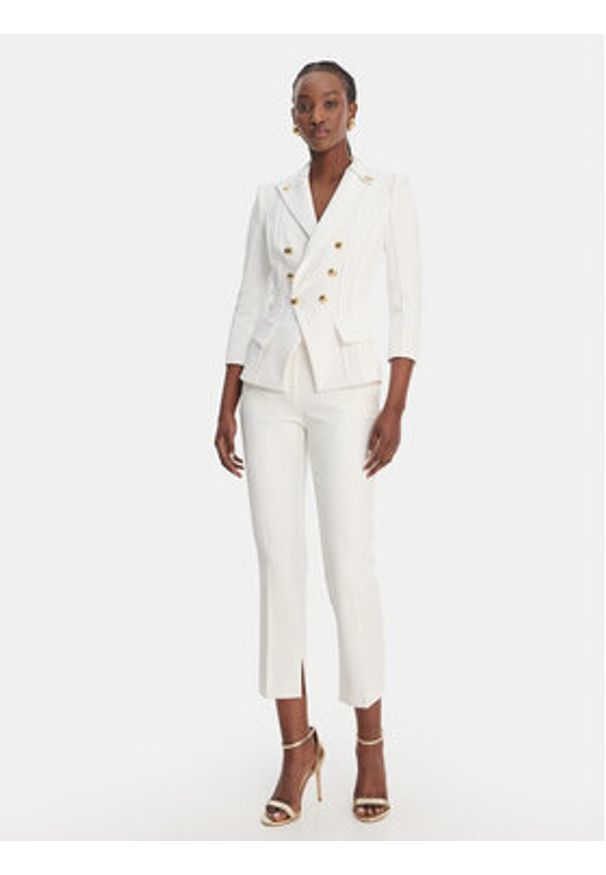 Elisabetta Franchi Spodnie materiałowe PA-166-61E2-V300 Biały Slim Fit. Kolor: biały. Materiał: syntetyk