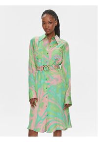 Pinko Sukienka koszulowa 103084 A1PE Zielony Regular Fit. Kolor: zielony. Materiał: wiskoza. Typ sukienki: koszulowe