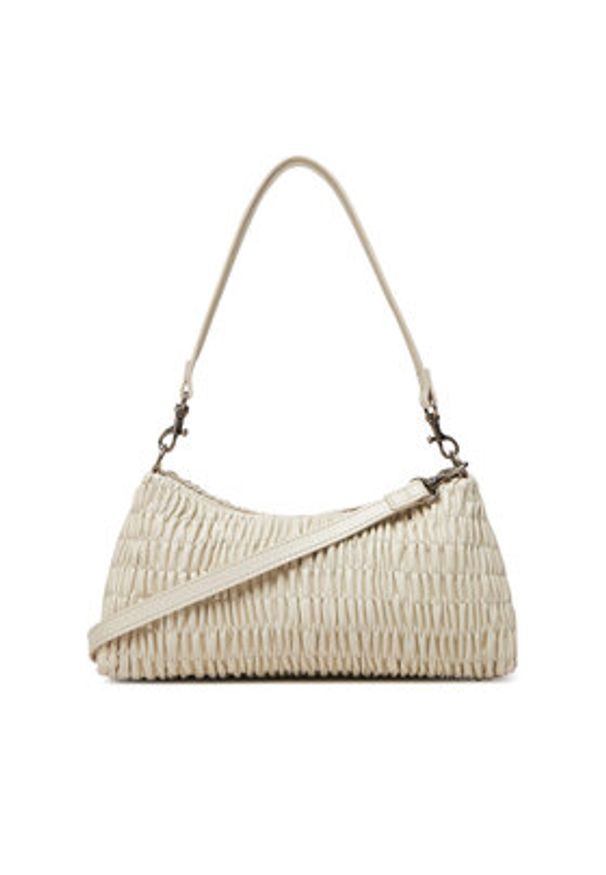 Calvin Klein Jeans Torebka Rouched Shoulder Bag LV04K3088G Écru. Kolor: kremowy. Materiał: skórzane