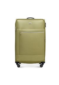 Wittchen - Duża walizka miękka z błyszczącym suwakiem z przodu zielona. Kolor: zielony. Materiał: poliester. Styl: elegancki, wakacyjny #1