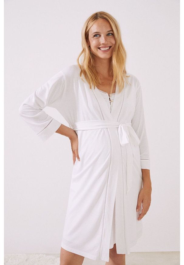 Women Secret - women'secret szlafrok Maternity kolor biały. Kolor: biały