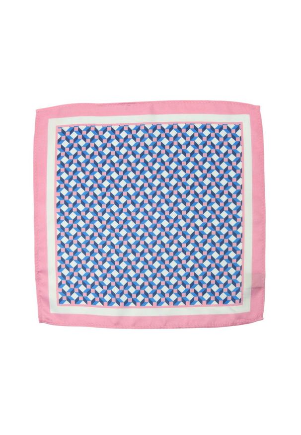 Alties - Poszetka Męska ALTIES, Różowo-Niebieska, 3D, Wzór Geometryczny, Męska, Elegancka. Kolor: wielokolorowy, różowy, niebieski. Materiał: poliester. Wzór: geometria