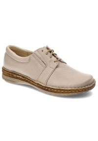 Beżowe Półbuty Wasak Wygodne Skórzane Buty. Okazja: na co dzień. Zapięcie: sznurówki. Kolor: beżowy. Materiał: skóra. Szerokość cholewki: normalna. Styl: casual, klasyczny #1