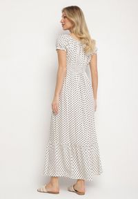 Born2be - Biała Sukienka z Bawełną w Kropki Ellisla. Okazja: na co dzień. Kolor: biały. Materiał: bawełna. Wzór: kropki. Styl: casual, elegancki #2