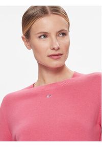 Tommy Jeans Sweter Tjw Essential Crew Neck Sweater DW0DW17254 Różowy Regular Fit. Kolor: różowy. Materiał: bawełna #6