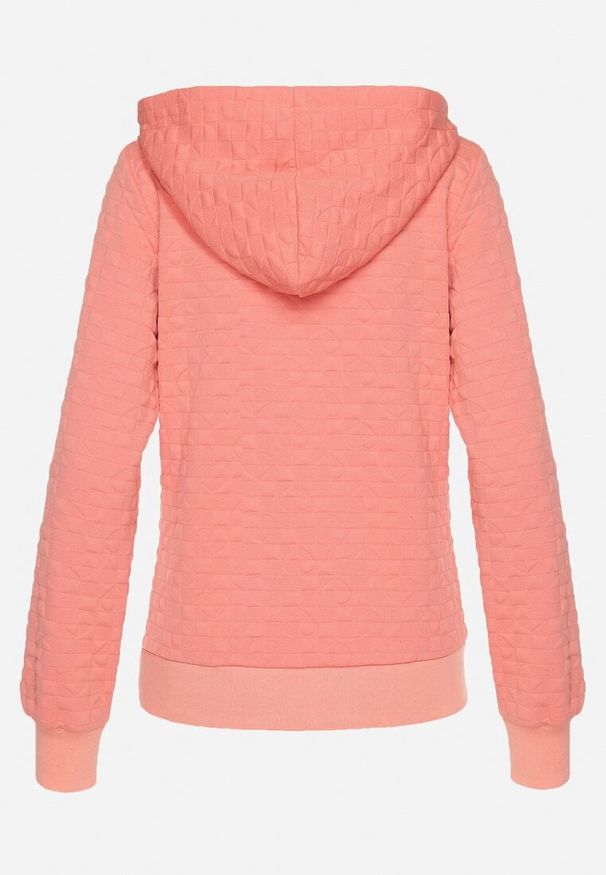 Born2be - Różowa Rozpinana Bluza z Dodatkiem Bawełny Ozdobiona Troczkami Arsolina. Okazja: na co dzień. Typ kołnierza: kaptur. Kolor: różowy. Materiał: bawełna. Wzór: aplikacja. Styl: casual