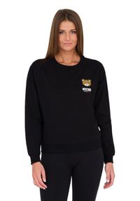 MOSCHINO Czarna damska bluza z misiem, Rozmiar L. Kolor: czarny