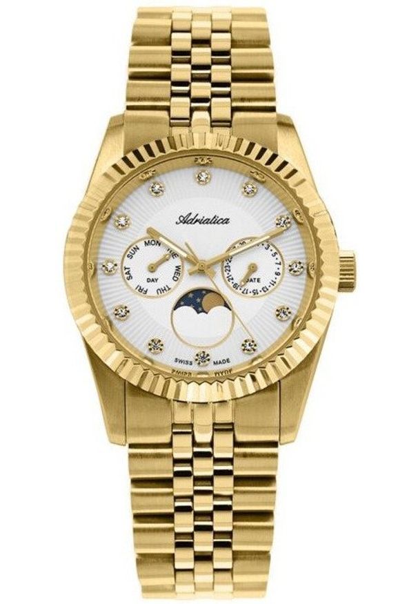 Zegarek damski Adriatica A3809.1143QF CYRKONIE złoty. Kolor: złoty