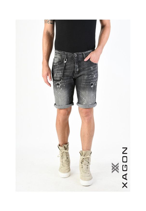 Xagon Szorty "Denim Shorts" | MR 232 | Mężczyzna | Czarny. Okazja: na co dzień. Kolor: czarny. Materiał: elastan, bawełna. Sezon: lato. Styl: casual, elegancki