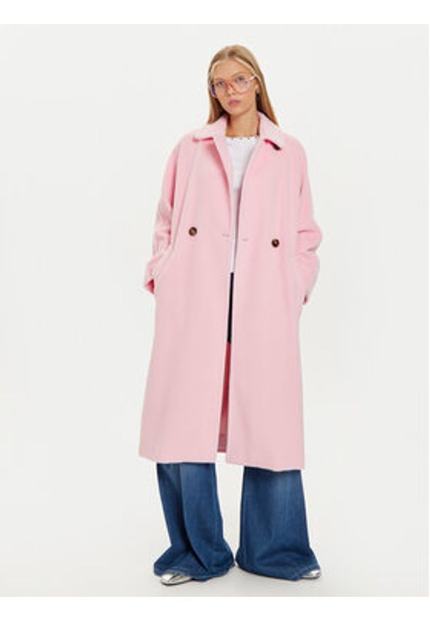 Marella Płaszcz wełniany Dede 2423016082 Różowy Regular Fit. Kolor: różowy. Materiał: wełna
