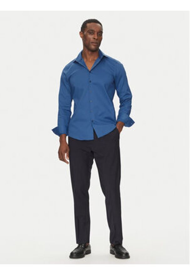 Calvin Klein Koszula K10K114298 Niebieski Slim Fit. Kolor: niebieski. Materiał: bawełna, syntetyk