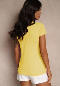 Renee - Żółty Bawełniany Casualowy T-shirt Arpollia. Okazja: na co dzień. Kolor: żółty. Materiał: bawełna. Styl: casual #3