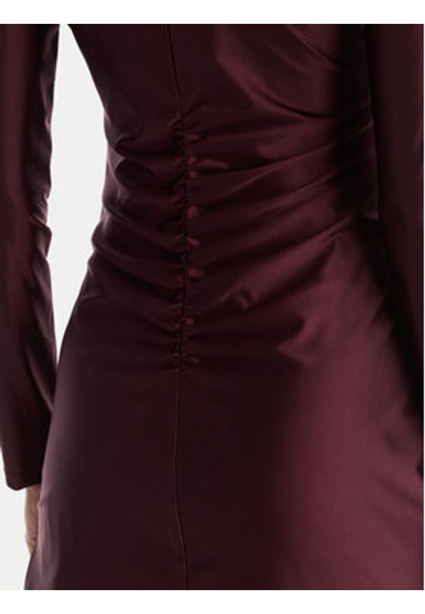 ACCESS FASHION Sukienka koktajlowa 54-3037-170 Bordowy Slim Fit. Kolor: czerwony. Materiał: syntetyk. Styl: wizytowy