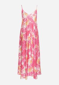 Born2be - Fuksjowa Sukienka z Wiskozy z Abstrakcyjnym Wzorem Meramara. Okazja: na co dzień. Kolor: różowy. Materiał: wiskoza. Styl: klasyczny, casual #5