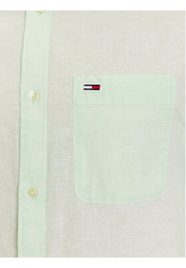 Tommy Jeans Koszula DM0DM18962 Zielony Regular Fit. Kolor: zielony. Materiał: len, bawełna