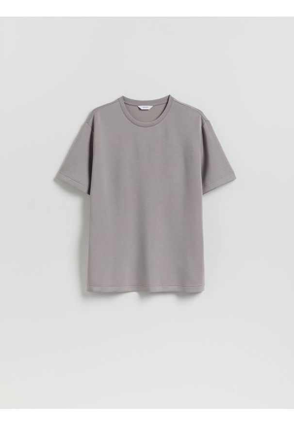 Reserved - T-shirt regular fit z modalem - szary. Kolor: szary. Materiał: dzianina