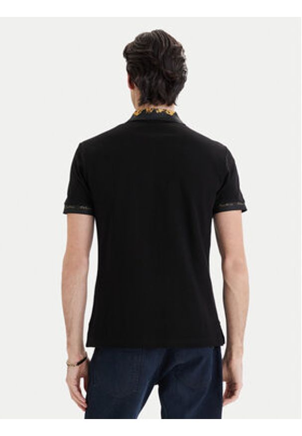 Versace Jeans Couture Polo 80GAGT12 CJ01T Czarny Slim Fit. Typ kołnierza: polo. Kolor: czarny. Materiał: bawełna