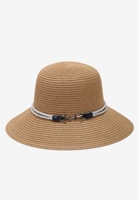 Born2be - Beżowy Kapelusz Pleciony Bucket z Marynarską Klamerką w Kształcie Kotwic Nadinella. Kolor: beżowy. Materiał: materiał. Sezon: lato