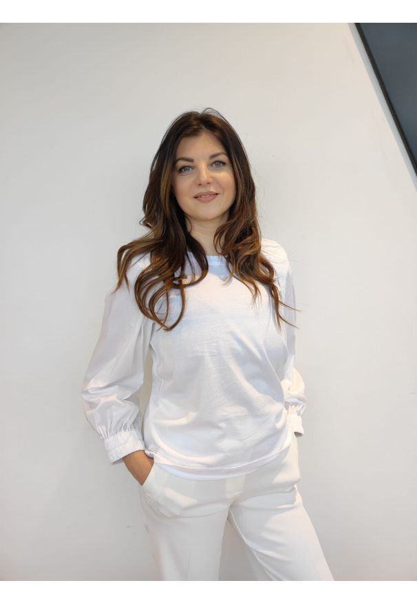 Biała elegancka bluzka Liviana Conti. Kolor: biały. Materiał: materiał, bawełna, elastan, poliamid. Styl: elegancki