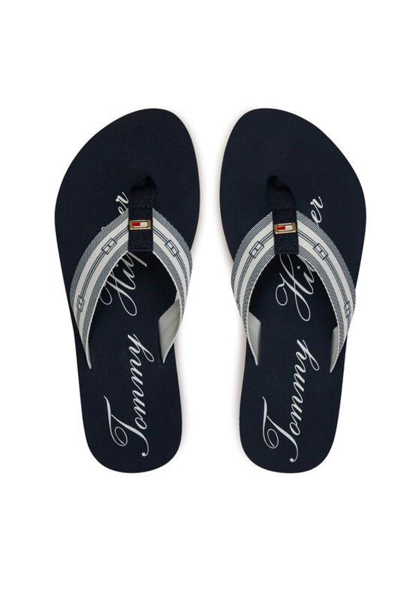 TOMMY HILFIGER - Tommy Hilfiger Japonki Im Th Signature Beach Sandal FW0FW08369 Granatowy. Kolor: niebieski. Materiał: materiał