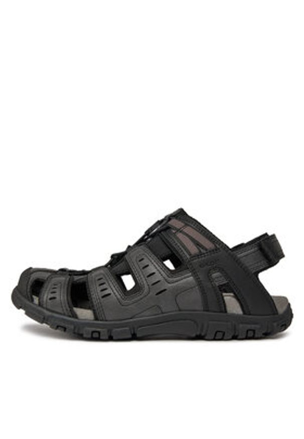 Geox Sandały Uomo Sandal Strada U4524C 000ME C9999 Czarny. Kolor: czarny. Materiał: skóra