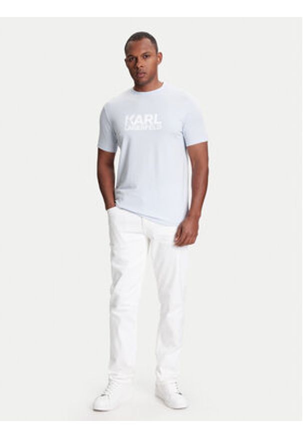 Karl Lagerfeld - KARL LAGERFELD T-Shirt 755087 553235 Turkusowy Regular Fit. Typ kołnierza: dekolt w karo. Kolor: turkusowy. Materiał: bawełna