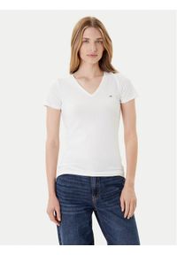 Tommy Jeans T-Shirt Tjw Skinny Stretch DW0DW09197 Biały Slim Fit. Kolor: biały. Materiał: bawełna