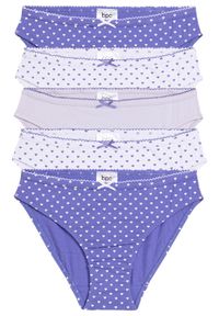 bonprix - Figi z miękką bawełną z satynową kokardką (5 par). Kolor: fioletowy. Materiał: satyna, bawełna #1