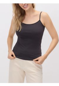 Reserved - Bawełniany top - ciemnoszary. Kolor: szary. Materiał: bawełna