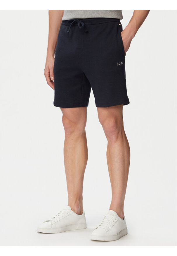 BOSS Szorty sportowe Waffle 50535884 Granatowy Regular Fit. Kolor: niebieski. Materiał: syntetyk. Styl: sportowy