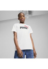 Puma - Młodzieżowa koszulka Essentials Colour z logo No.1 PUMA White. Kolor: biały. Materiał: guma. Wzór: nadruk. Sport: joga i pilates