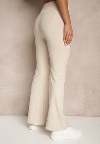 Renee - Beżowe Spodnie Dzwony Legginsy High Waist Onellin. Okazja: na co dzień, na uczelnię. Stan: podwyższony. Kolor: beżowy. Styl: retro, elegancki, casual #5
