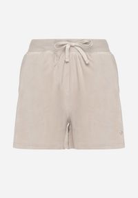 Born2be - Jasnoszare Welurowe Szorty Ozdobione Wiązaniem Ralladia. Okazja: na spacer, na co dzień. Kolor: szary. Materiał: welur. Wzór: aplikacja. Styl: casual #3