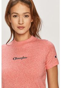 Champion - T-shirt 113206. Okazja: na co dzień. Kolor: różowy. Materiał: dzianina. Wzór: aplikacja. Styl: casual #3