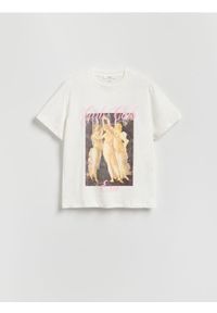 Reserved - T-shirt z nadrukiem - biały. Kolor: biały. Materiał: bawełna, dzianina. Wzór: nadruk