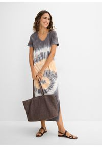 bonprix - Sukienka shirtowa z czystej bawełny. Kolor: szary. Materiał: bawełna. Wzór: nadruk #2