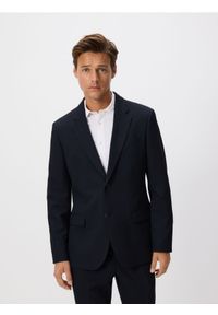 Reserved - Marynarka slim fit z wiskozą - granatowy. Kolor: niebieski. Materiał: wiskoza