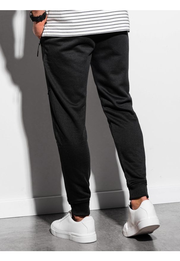 Ombre Clothing - Spodnie męskie dresowe z przeszyciami - czarne V5 OM-PASK-0137 - XXL. Kolor: czarny. Materiał: dresówka. Wzór: nadruk