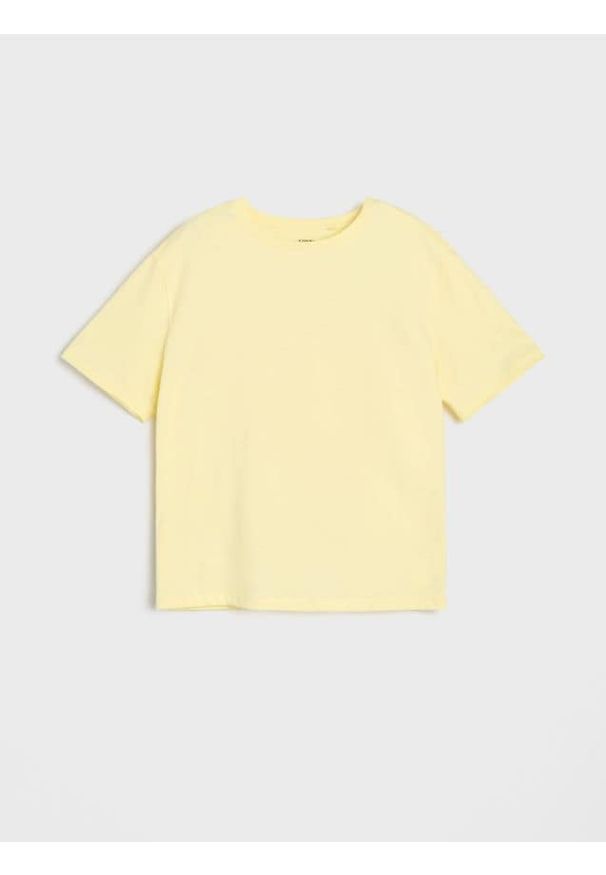 Sinsay - Koszulka z printem na plecach - żółty. Kolor: żółty. Wzór: nadruk