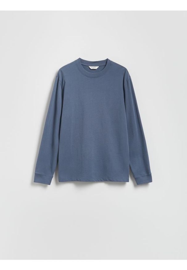 Reserved - Bawełniany longsleeve - granatowy. Kolor: niebieski. Materiał: bawełna. Długość rękawa: długi rękaw