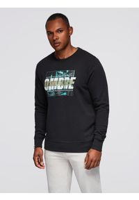 Ombre Clothing - Męska bluza z nadrukiem zakładana przez głowę - czarna V3. Kolor: czarny. Materiał: poliester, bawełna. Wzór: nadruk #5