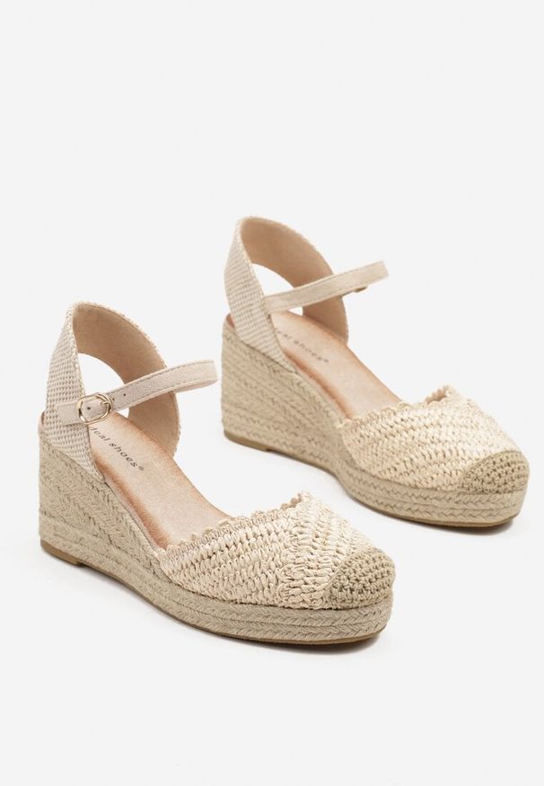 Born2be - Beżowe Sandały w Stylu Espadryli na Plecionym Koturnie Anniviora. Okazja: na co dzień. Kolor: beżowy. Sezon: lato. Obcas: na koturnie. Styl: elegancki, casual, retro