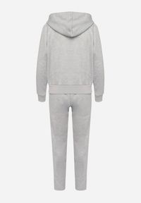Born2be - Szary Komplet Dresowy Rozpinana Bluza z Kapturem Spodnie z Napisami Semirwen. Kolor: szary. Materiał: dresówka. Wzór: napisy #3