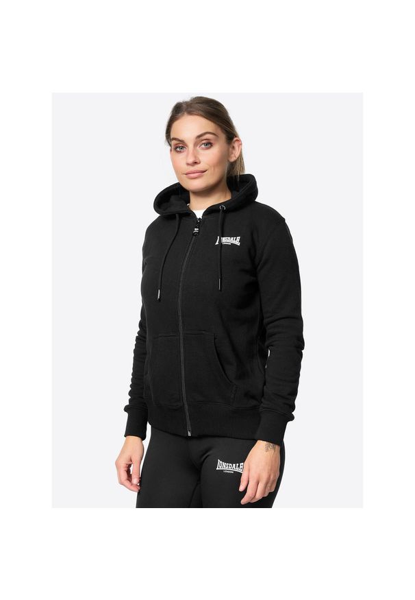 Damska bluza z kapturem zapinana na zamek Lonsdale Calder Vale. Typ kołnierza: kaptur. Kolor: czarny