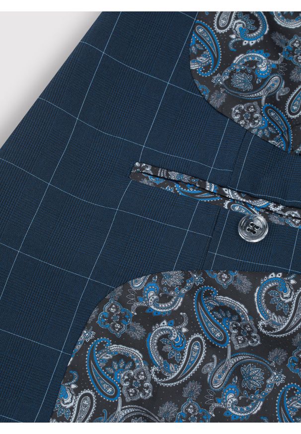 Pako Lorente - PAKO LORENTE – Męska marynarka garniturowa w kolorze granatowym w kratę. Kolor: niebieski. Materiał: poliester, wiskoza, elastan