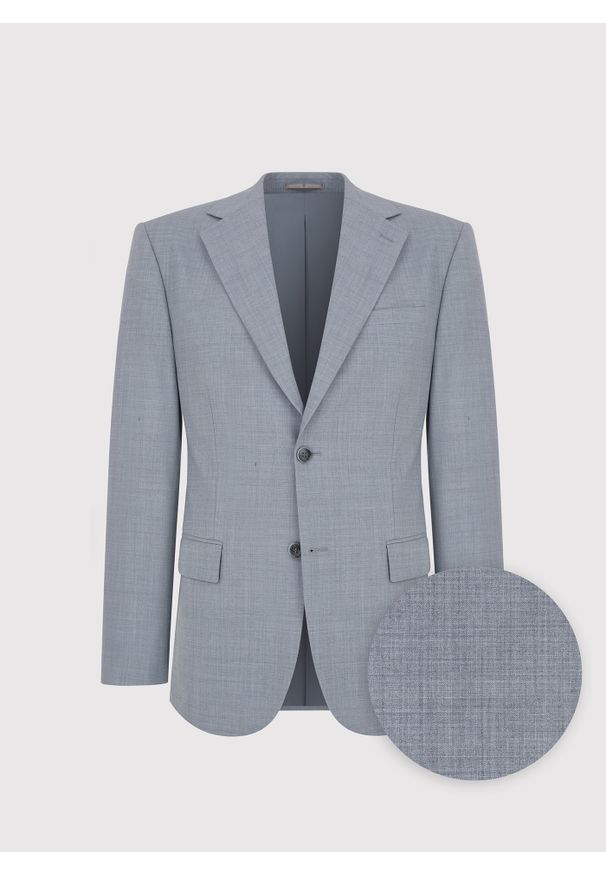 Pako Lorente - PAKO LORENTE - Gładka szara marynarka garniturowa. Okazja: na spotkanie biznesowe. Kolor: szary. Materiał: wełna, poliester. Wzór: gładki. Sezon: jesień. Styl: biznesowy