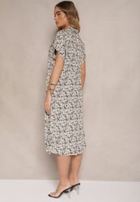 Renee - Czarna Sukienka z Bawełny w Print Paisley o Koszulowym Kroju Celluria. Okazja: na spacer. Typ kołnierza: dekolt w kształcie V. Kolor: czarny. Materiał: bawełna. Długość rękawa: krótki rękaw. Wzór: paisley, nadruk. Typ sukienki: koszulowe #5